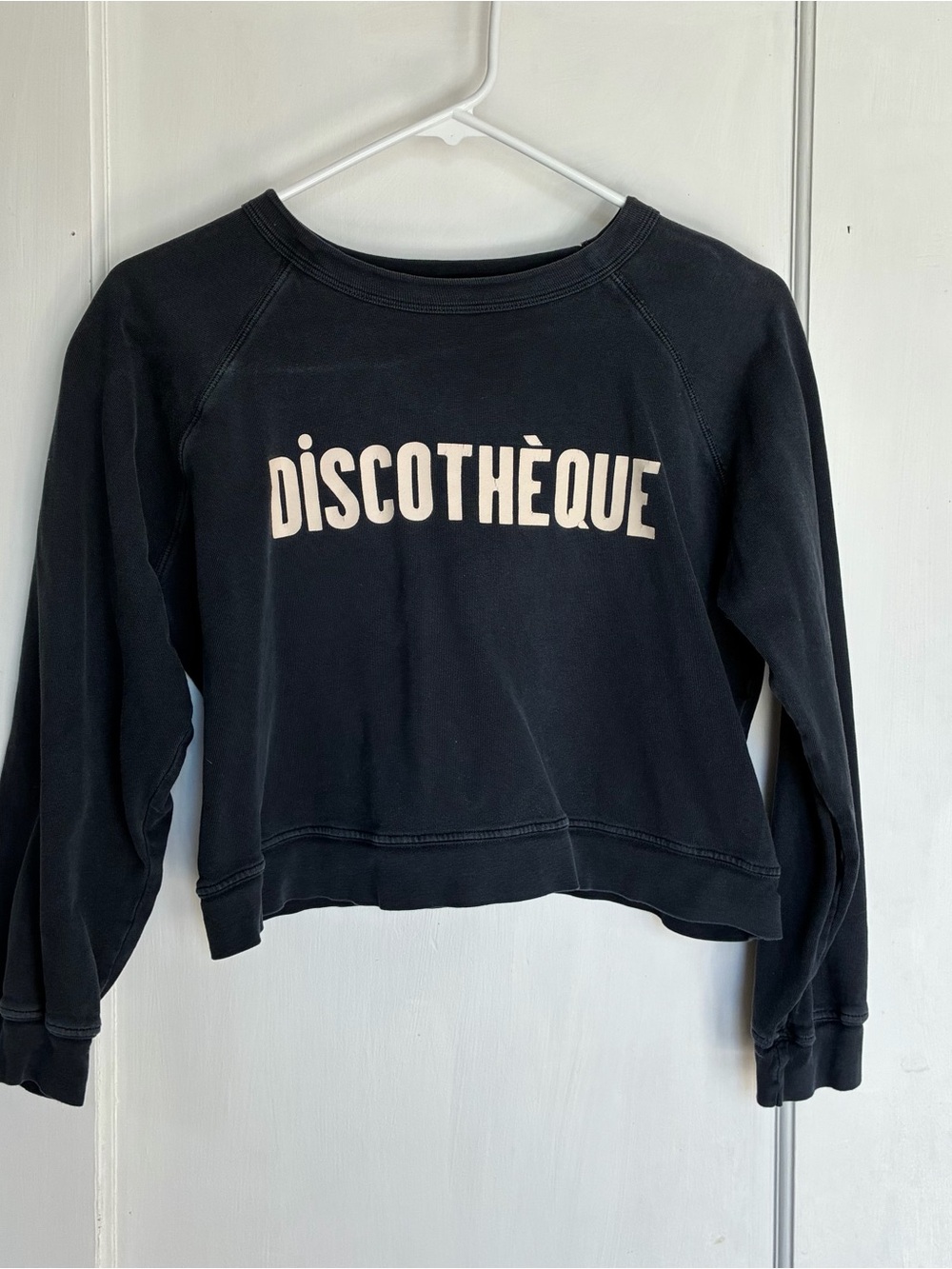 Clare V Discothèque Black Crewneck Sweatshirt